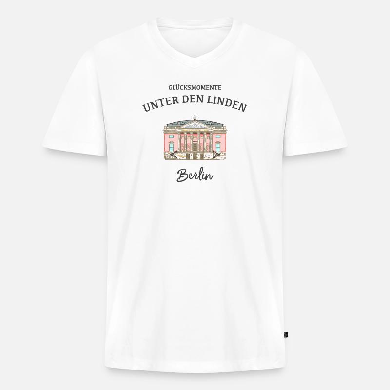Berlin, Oper Unter den Linden - Männer Premium Bio T-Shirt mit V-Ausschnitt - Weiß