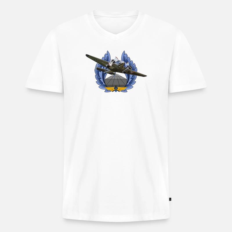 Beechcraft Model 18 - Männer Premium Bio T-Shirt mit V-Ausschnitt - Weiß