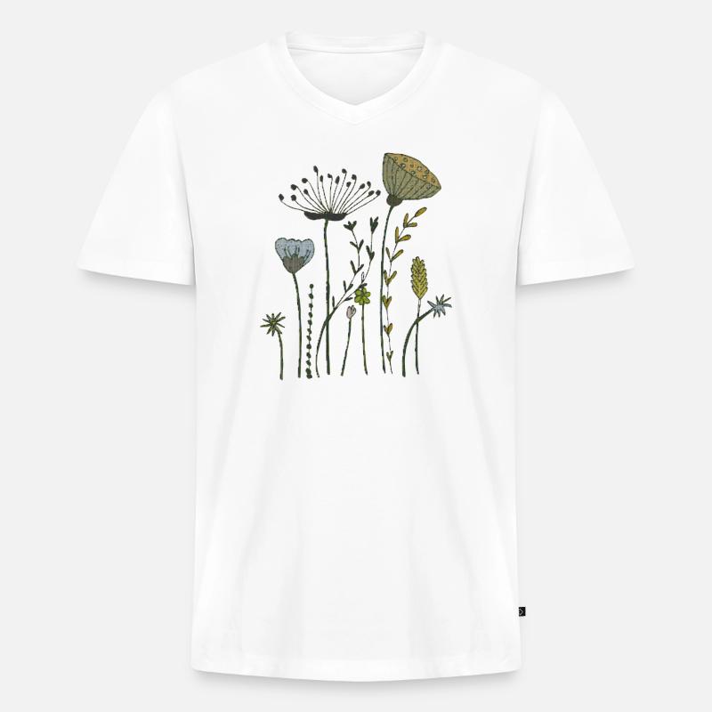 trockenblumen gewebe - Männer Premium Bio T-Shirt mit V-Ausschnitt - Weiß