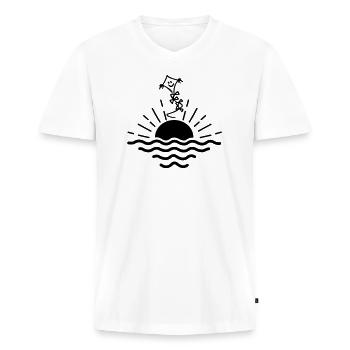 Drachen bei Sonnenuntergang - Männer Premium Bio T-Shirt mit V-Ausschnitt - Weiß - Vorne - Nico (187cm)