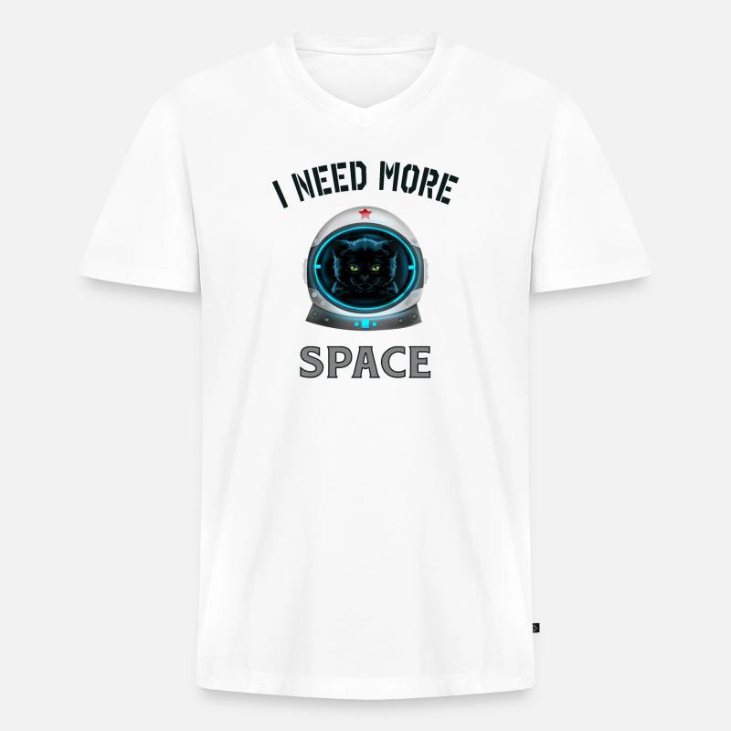 I need more space cat - Männer Premium Bio T-Shirt mit V-Ausschnitt - Weiß