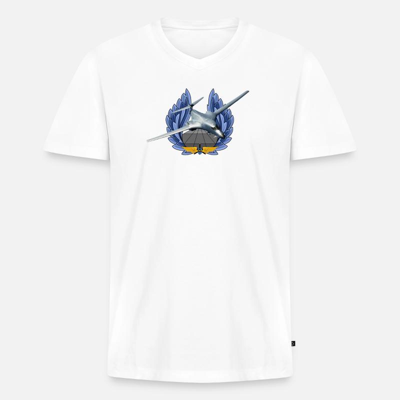 B-1B Lancer - Männer Premium Bio T-Shirt mit V-Ausschnitt - Weiß