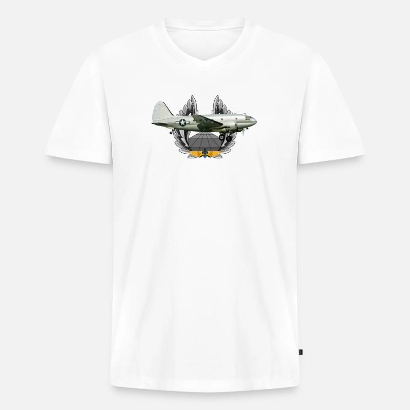 C-46 Commando - Männer Premium Bio T-Shirt mit V-Ausschnitt - Weiß