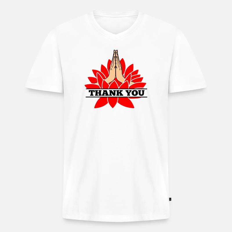 DANKE Danke Namaste mit schwarzem Text - Männer Premium Bio T-Shirt mit V-Ausschnitt - Weiß