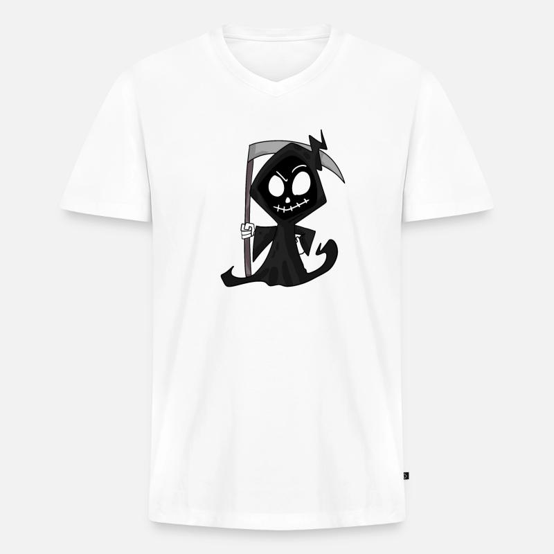 Sensenmann mit Sense - Halloween - Männer Premium Bio T-Shirt mit V-Ausschnitt - Weiß