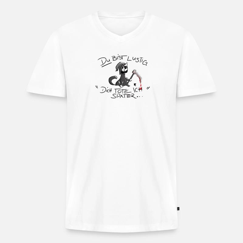 Schattenhafter Grim Reaper mit Sensenmotiv - Männer Premium Bio T-Shirt mit V-Ausschnitt - Weiß