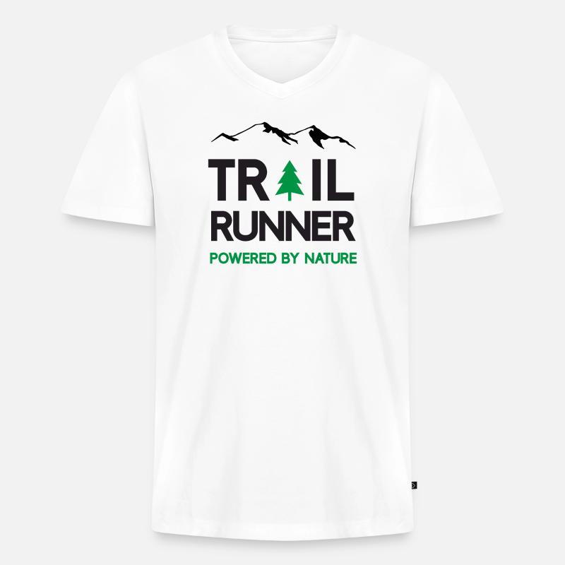 Trail Runner - Powered by Nature - Männer Premium Bio T-Shirt mit V-Ausschnitt - Weiß