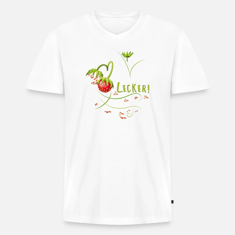 Erdbeerzeit, lecker, Erdbeere - Männer Premium Bio T-Shirt mit V-Ausschnitt - Weiß
