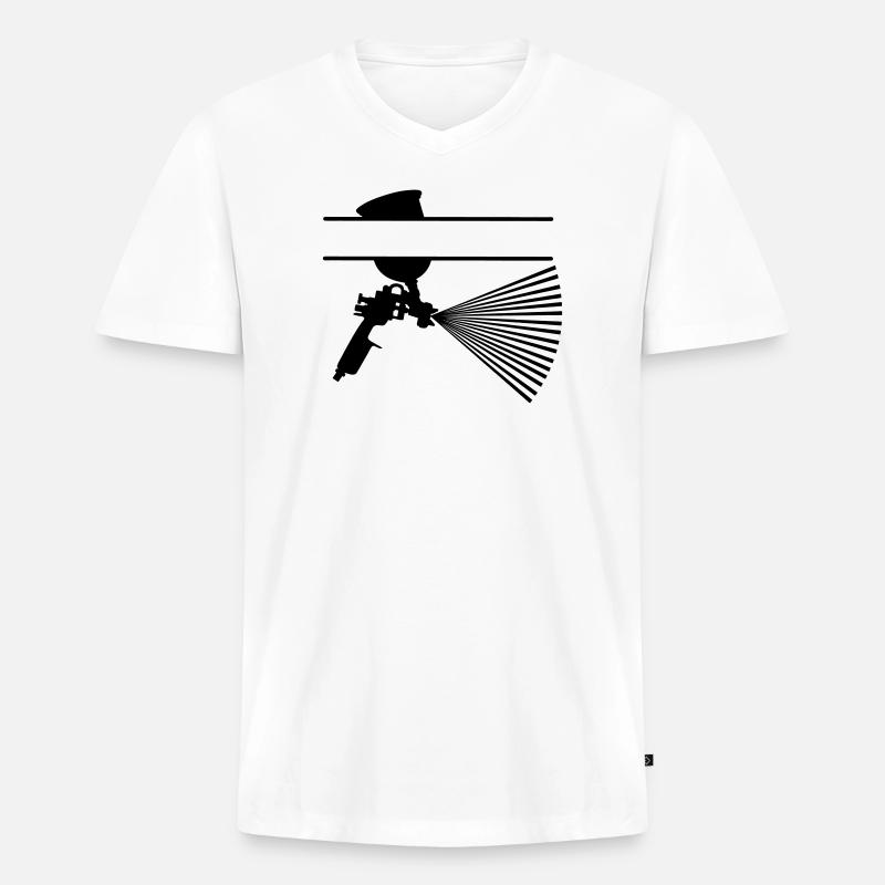 Spray mit Farbbecher Textbanner - Männer Premium Bio T-Shirt mit V-Ausschnitt - Weiß