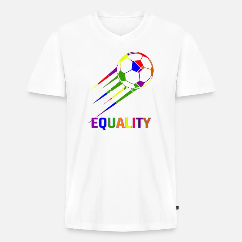 Fußball Regenbogen WM Equality - Männer Premium Bio T-Shirt mit V-Ausschnitt - Weiß