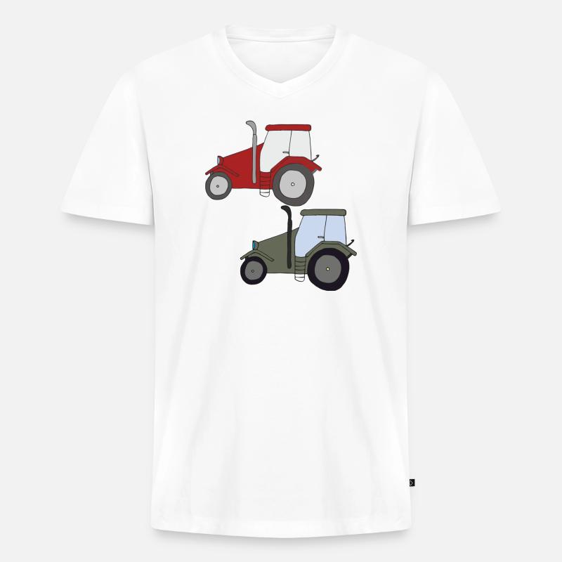 traktor treffen - Männer Premium Bio T-Shirt mit V-Ausschnitt - Weiß