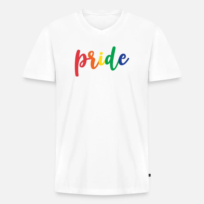 Lebe mit Stolz - Männer Premium Bio T-Shirt mit V-Ausschnitt - Weiß
