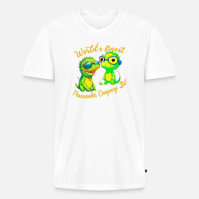 Krokodilbabys stiften Frieden - Männer Premium Bio T-Shirt mit V-Ausschnitt - Weiß