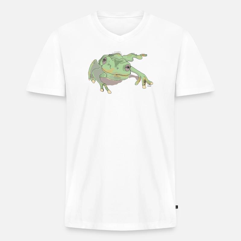 FROGGIE - Männer Premium Bio T-Shirt mit V-Ausschnitt - Weiß