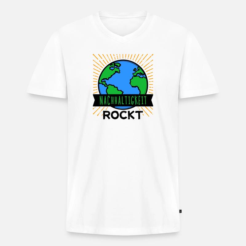 Nachhaltigkeit Mutter Erde Umwelt Statement Planet - Männer Premium Bio T-Shirt mit V-Ausschnitt - Weiß