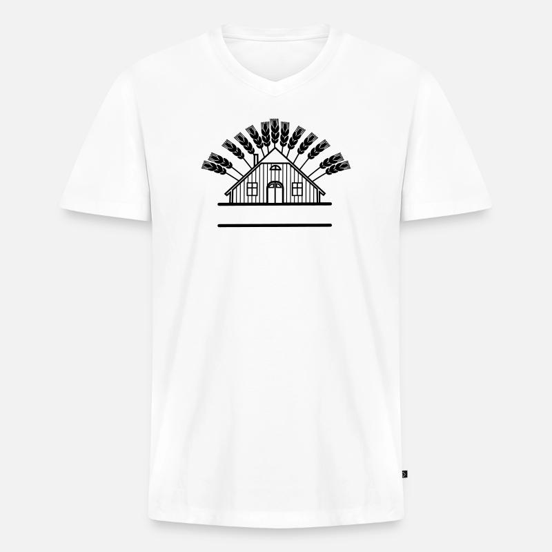 Getreidespeicher mit Kornbogen - Männer Premium Bio T-Shirt mit V-Ausschnitt - Weiß