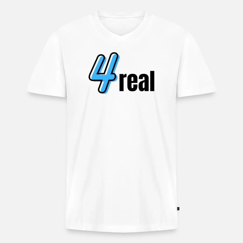 Neon Vier Typografie - Männer Premium Bio T-Shirt mit V-Ausschnitt - Weiß