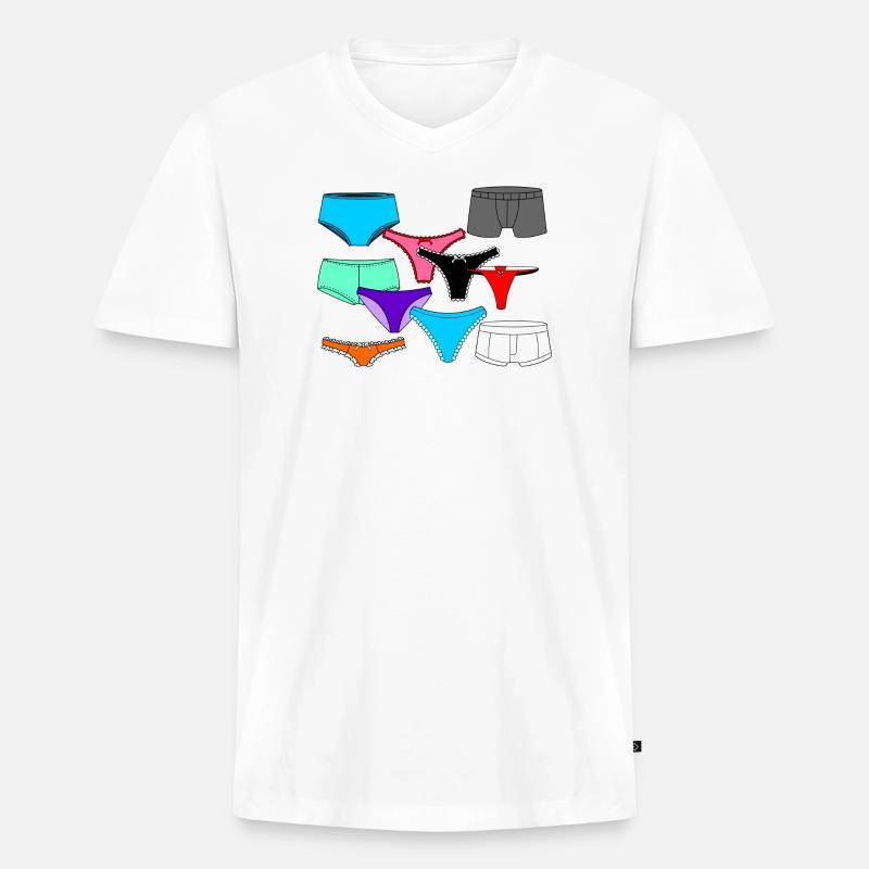 Dessous-Logo mit Slip und Unterhose - Männer Premium Bio T-Shirt mit V-Ausschnitt - Weiß