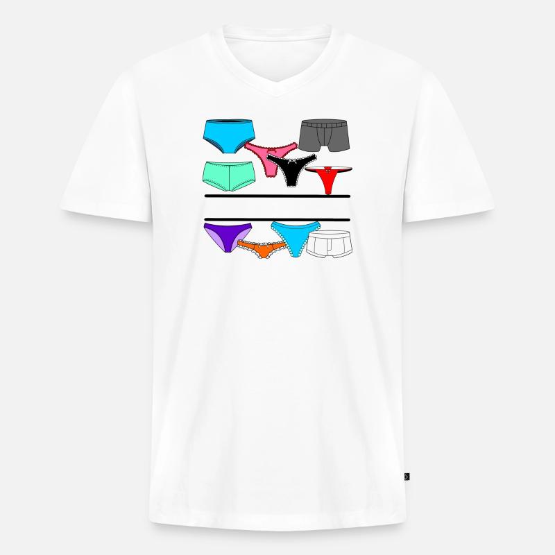 Dessous-Logo mit Slip und Unterhose - Männer Premium Bio T-Shirt mit V-Ausschnitt - Weiß
