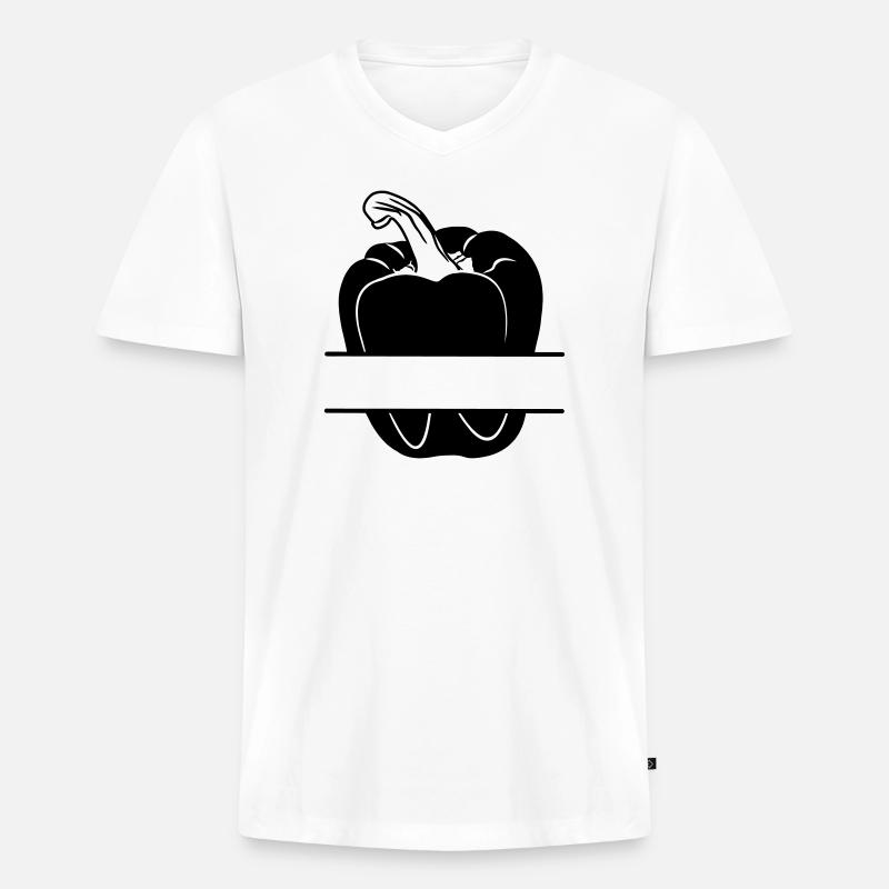 Paprika transparentes Schattenbild - Männer Premium Bio T-Shirt mit V-Ausschnitt - Weiß