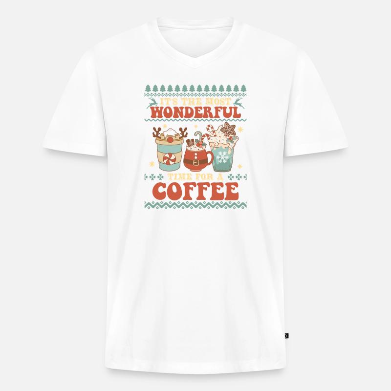 Hässlicher Weihnachtspullover - Männer Premium Bio T-Shirt mit V-Ausschnitt - Weiß