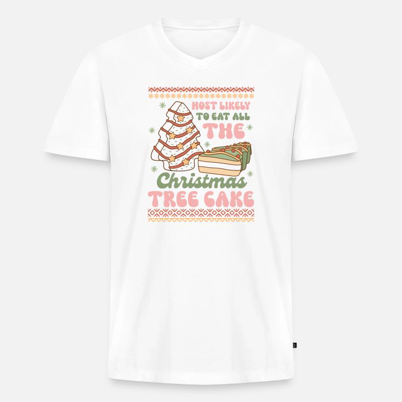 Hässlicher Weihnachtspullover - Männer Premium Bio T-Shirt mit V-Ausschnitt - Weiß