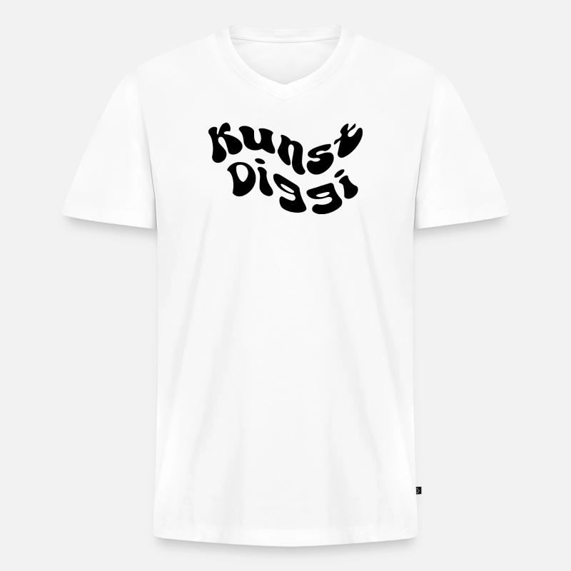 Kunst Diggi - Männer Premium Bio T-Shirt mit V-Ausschnitt - Weiß