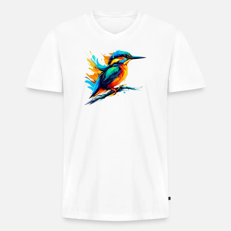 Eisvogel - Männer Premium Bio T-Shirt mit V-Ausschnitt - Weiß