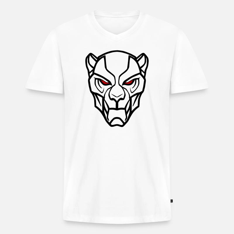 Vector Löwenkopf Design - Männer Premium Bio T-Shirt mit V-Ausschnitt - Weiß