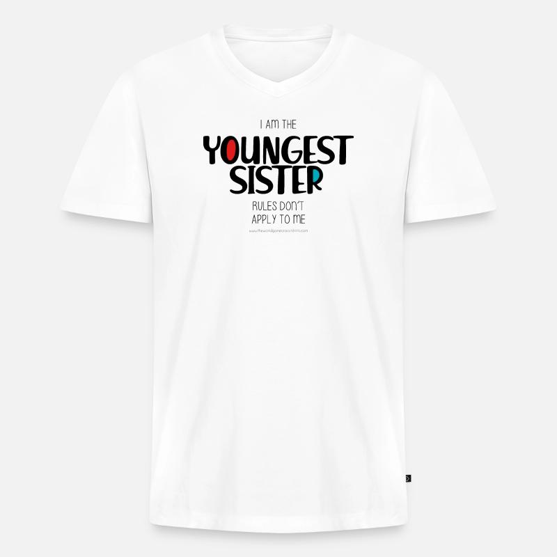 Jüngste Schwester - Männer Premium Bio T-Shirt mit V-Ausschnitt - Weiß