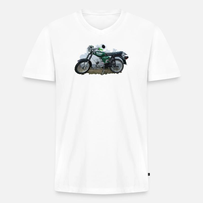 Moped - Männer Premium Bio T-Shirt mit V-Ausschnitt - Weiß