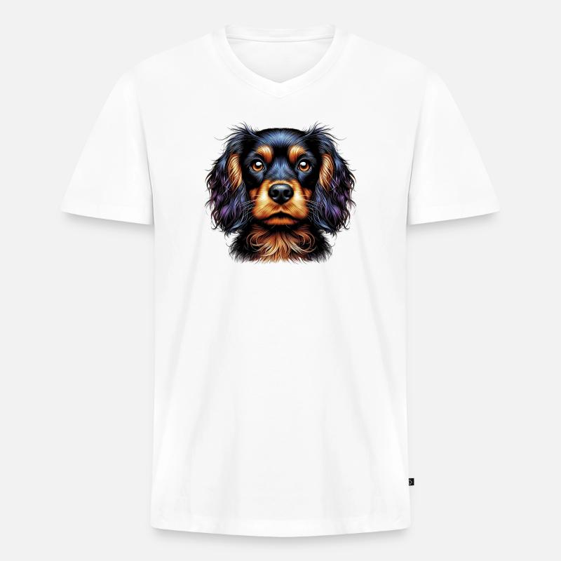 Hund Cocker Spaniel - Männer Premium Bio T-Shirt mit V-Ausschnitt - Weiß