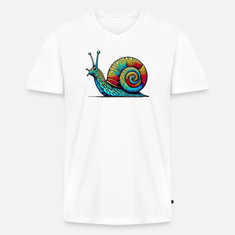 Schnecke - Männer Premium Bio T-Shirt mit V-Ausschnitt - Weiß