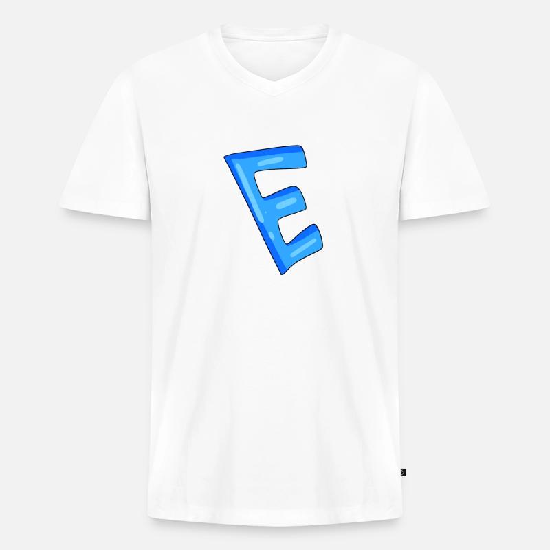 Buchstabe E Anfangsbuchstabe - Männer Premium Bio T-Shirt mit V-Ausschnitt - Weiß