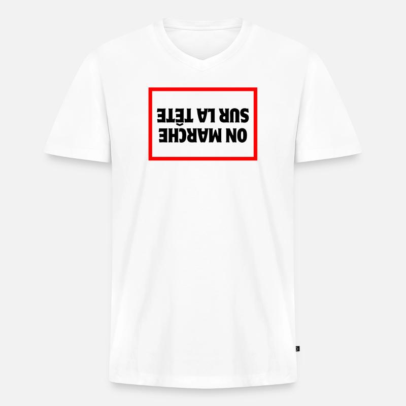 Bauer, Bauer, Bauer, Bauer - Männer Premium Bio T-Shirt mit V-Ausschnitt - Weiß