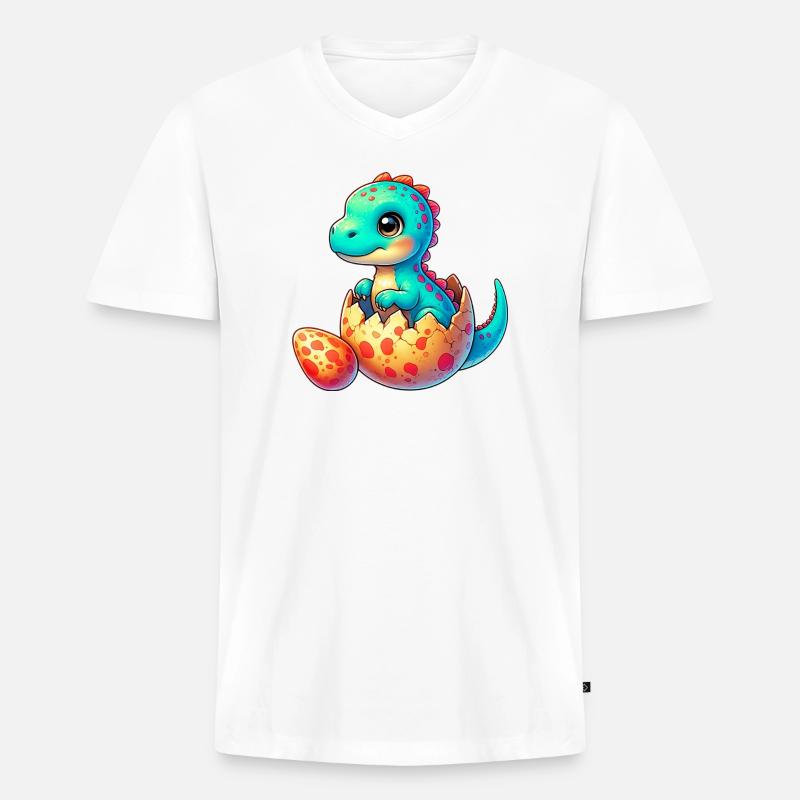 Dinosaurier - Männer Premium Bio T-Shirt mit V-Ausschnitt - Weiß