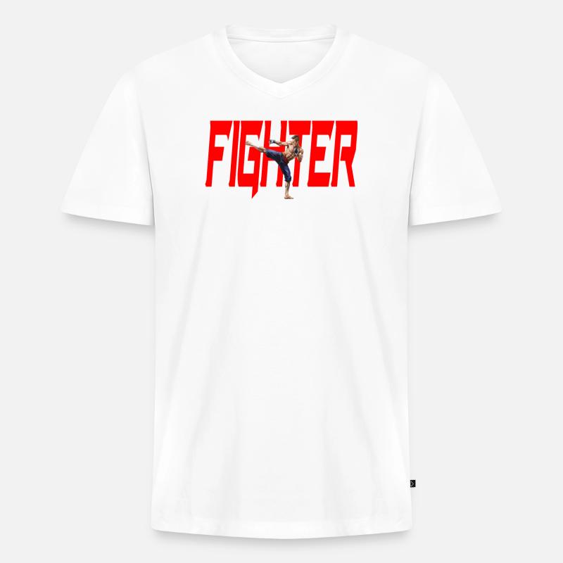 Cooles Fighter Design - MMA Fighter - Männer Premium Bio T-Shirt mit V-Ausschnitt - Weiß