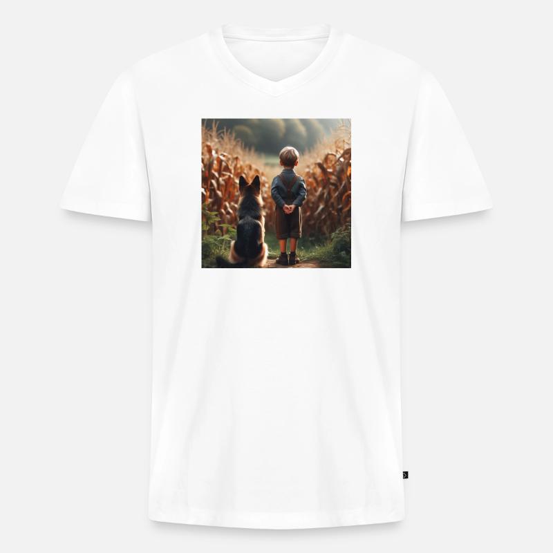 Deutscher Schäferhund Kunst - Männer Premium Bio T-Shirt mit V-Ausschnitt - Weiß