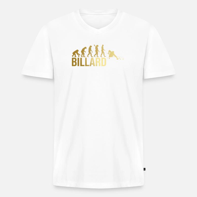 Evolution Billard - Männer Premium Bio T-Shirt mit V-Ausschnitt - Weiß