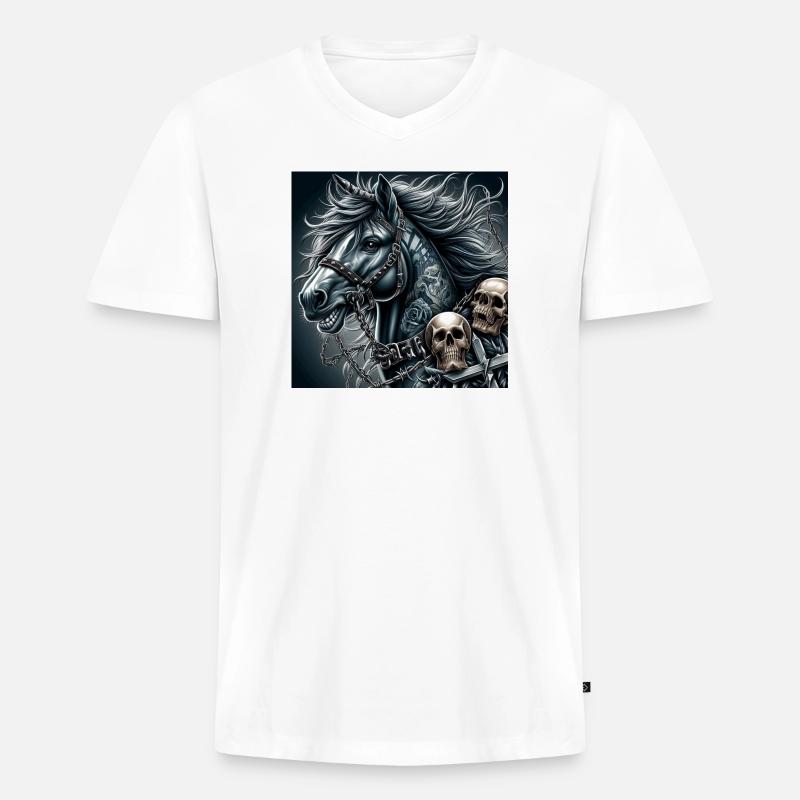 Schweres Pferd - Männer Premium Bio T-Shirt mit V-Ausschnitt - Weiß