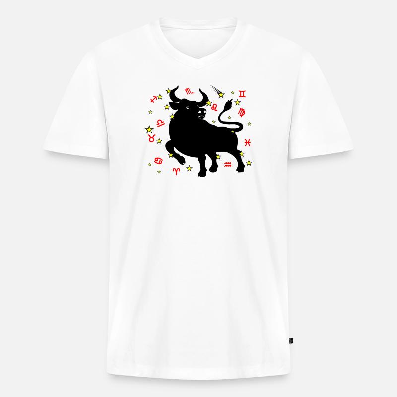 Sternzeichen Stern Logo Stier - Männer Premium Bio T-Shirt mit V-Ausschnitt - Weiß