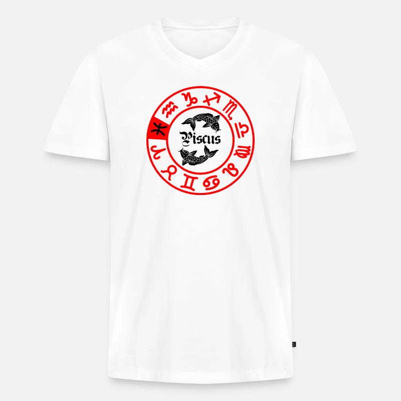 Zwölf Sternzeichen Piscus Piscus - Männer Premium Bio T-Shirt mit V-Ausschnitt - Weiß