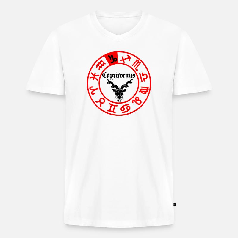 Zwölf Sternzeichen Steinbock Steinbock - Männer Premium Bio T-Shirt mit V-Ausschnitt - Weiß