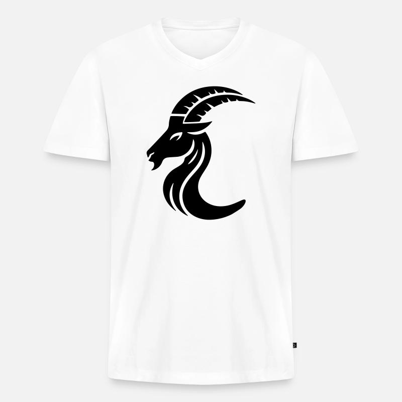 Steinbock 3 - Männer Premium Bio T-Shirt mit V-Ausschnitt - Weiß