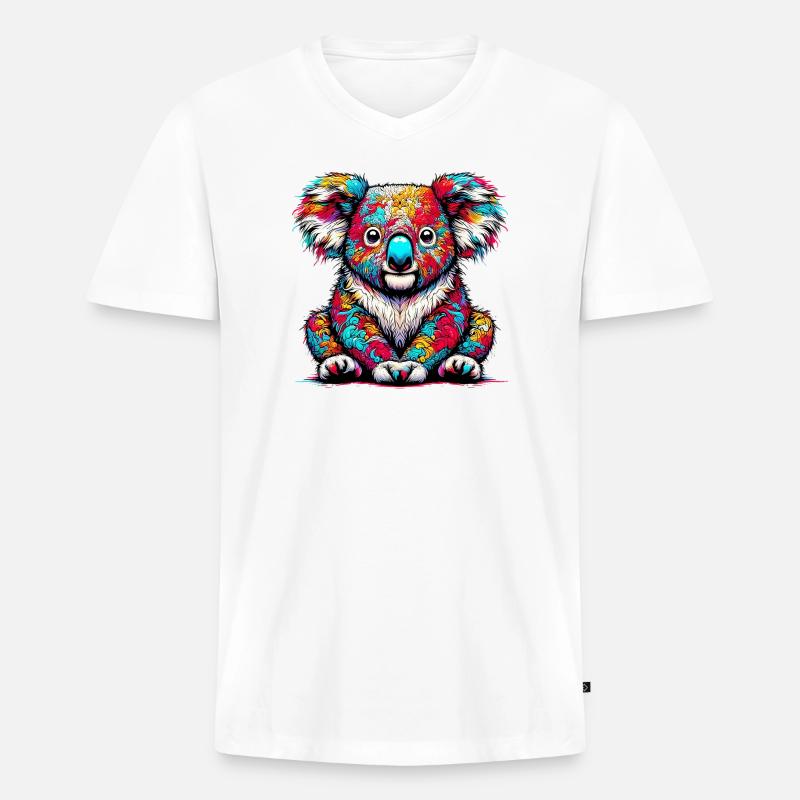 Koala - Männer Premium Bio T-Shirt mit V-Ausschnitt - Weiß
