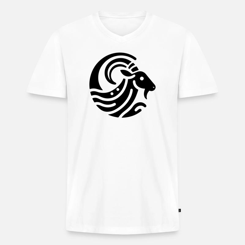 Widder 2 - Männer Premium Bio T-Shirt mit V-Ausschnitt - Weiß