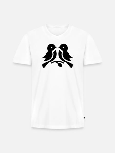 Zwillingsvögel - Männer Premium Bio T-Shirt mit V-Ausschnitt - Weiß