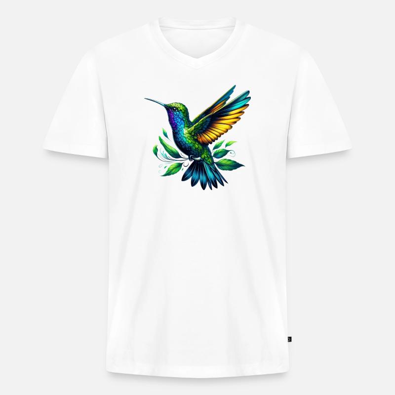 Kolibri - Männer Premium Bio T-Shirt mit V-Ausschnitt - Weiß
