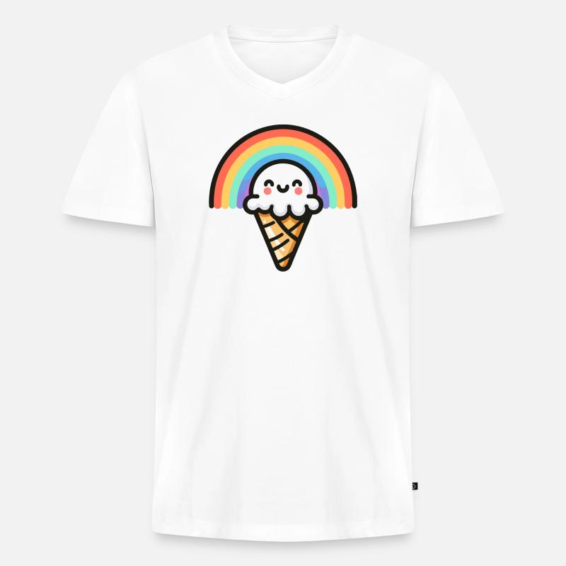 Rainbow Scoop: Der süßeste Bogen - Männer Premium Bio T-Shirt mit V-Ausschnitt - Weiß