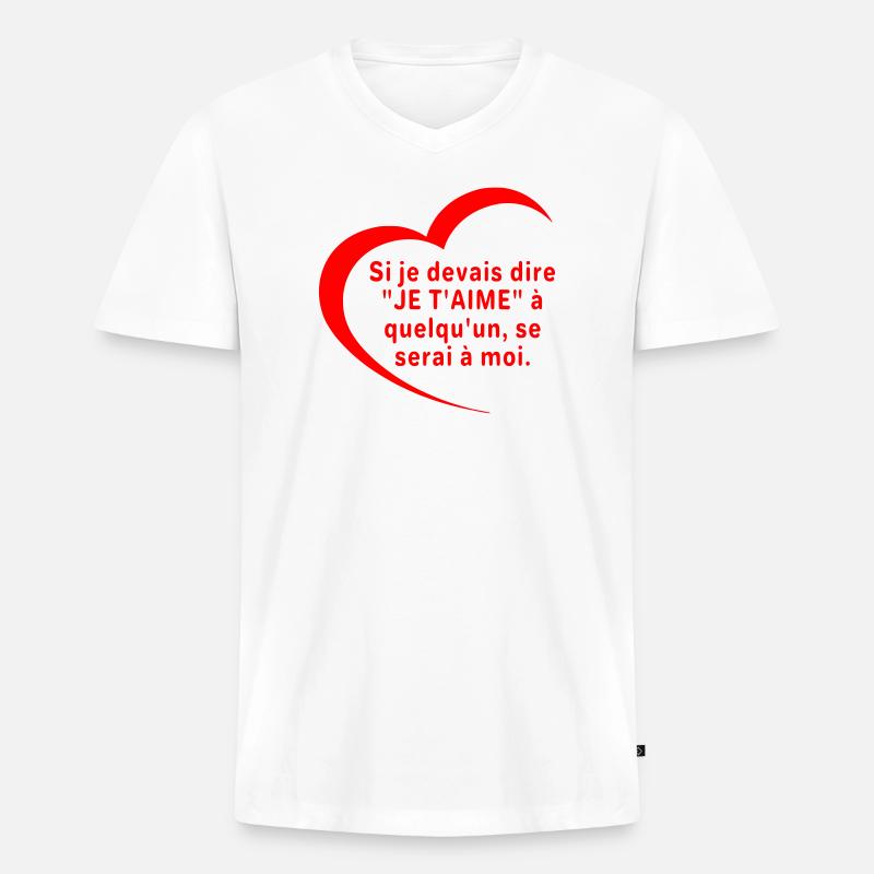 Sag, dass ich dich liebe - Männer Premium Bio T-Shirt mit V-Ausschnitt - Weiß